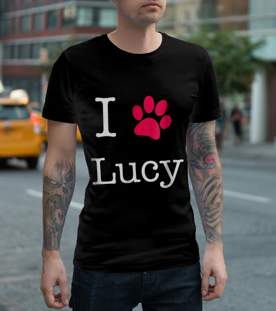 I Love Paw Print Lucy Dog Lovers' Favorite T-Shirt