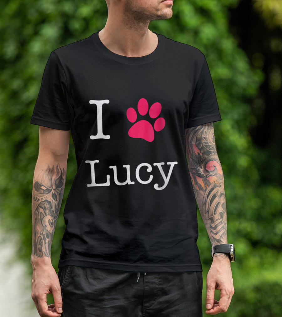 I Love Paw Print Lucy Dog Lovers' Favorite T-Shirt