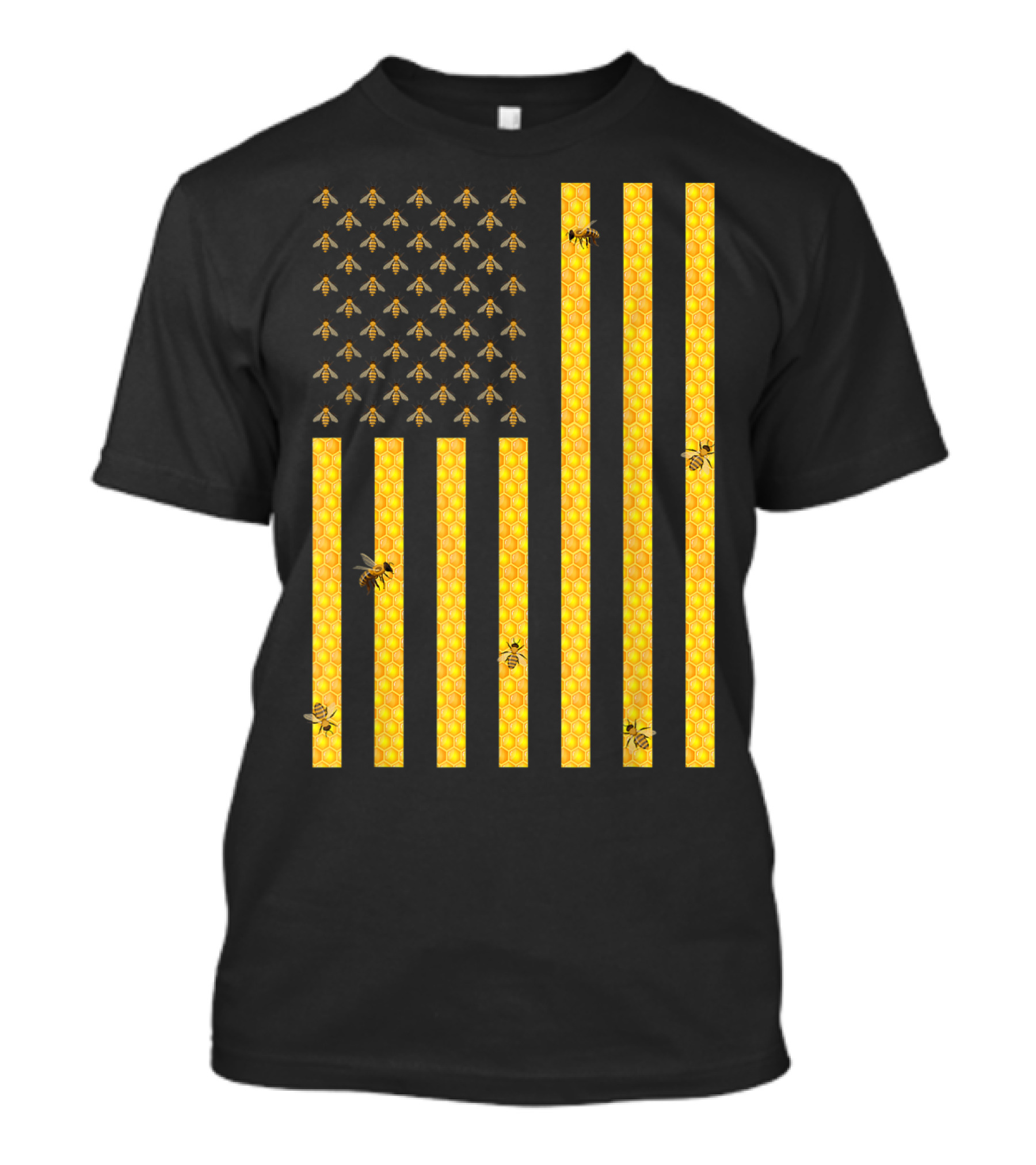 American Flag Honeycomb Honey Bee Beekeeping T-Shirt