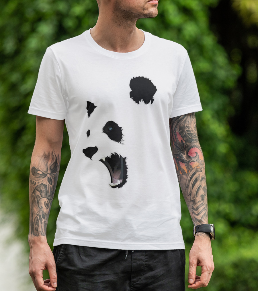 Halloween Angry Panda Bear Face T-Shirt
