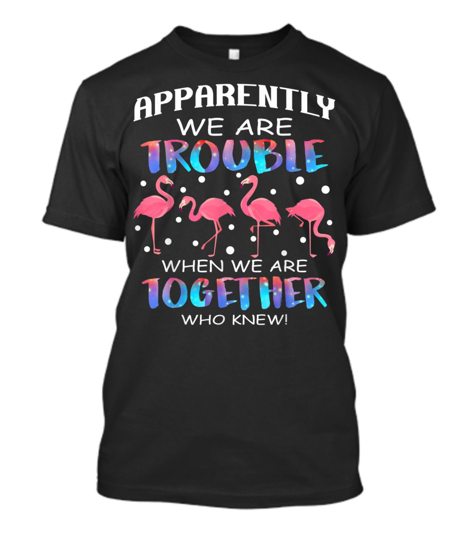 Apparently We Are Trouble When We Are Together Who Knew Flamingos Dots T-Shirt