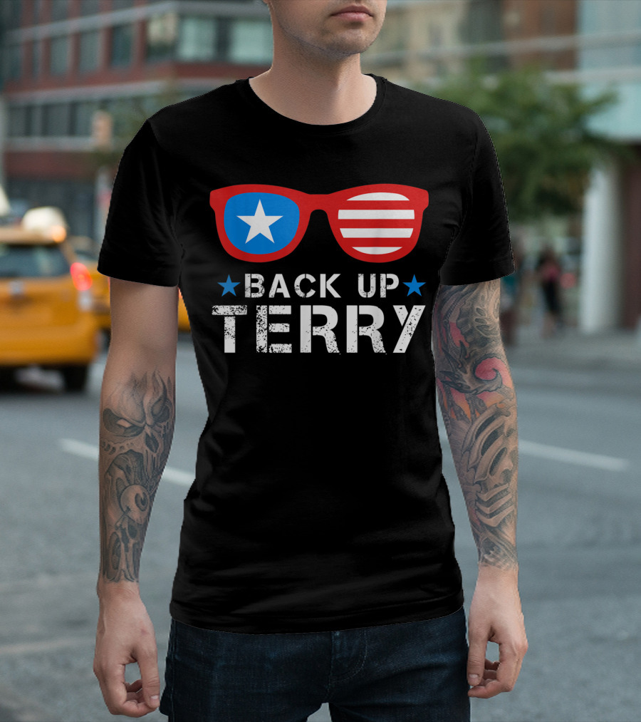 Back Up Terry American Flag Sunglasses USA 4th Of July T-Shirt