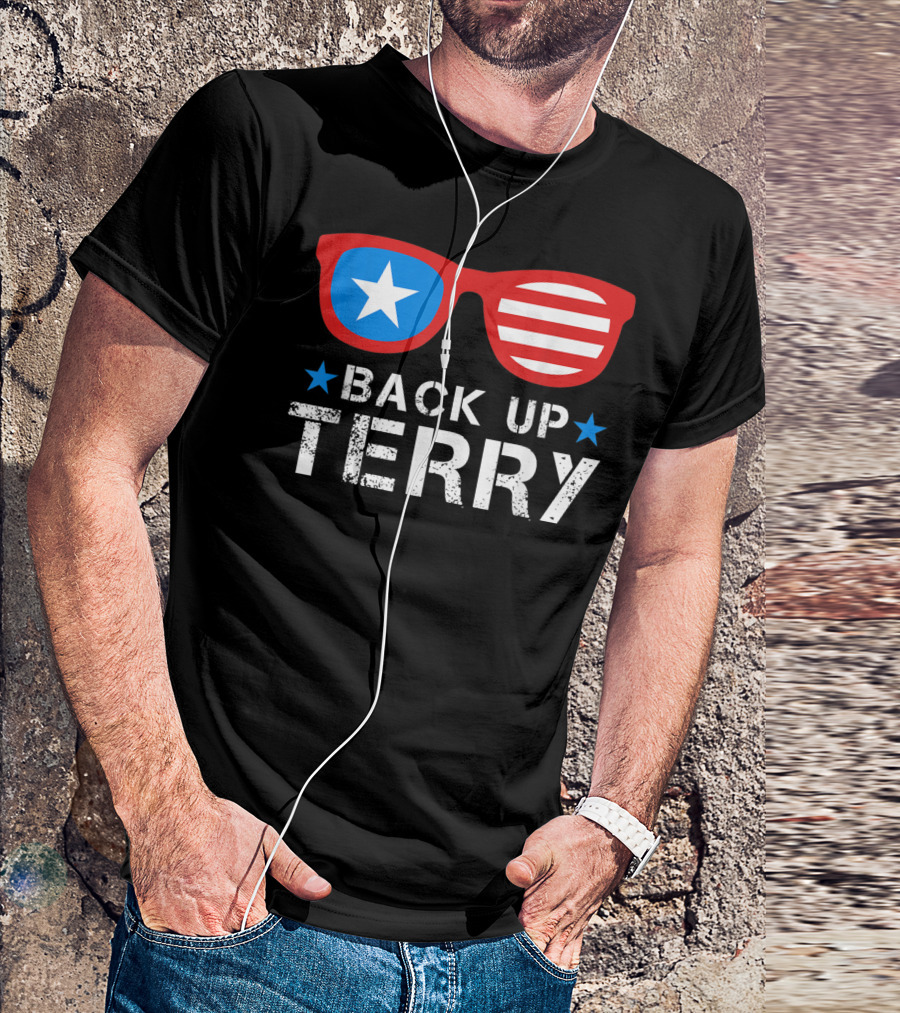 Back Up Terry American Flag Sunglasses USA 4th Of July T-Shirt