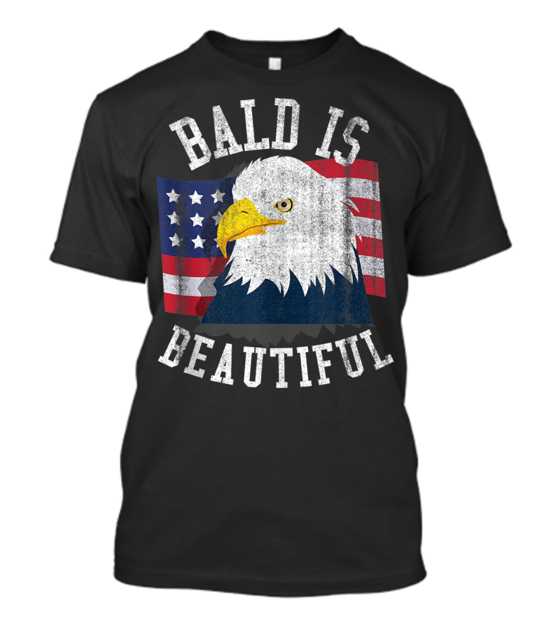Bald Is Beautiful Bald Eagle American Flag Patriotic T-Shirt