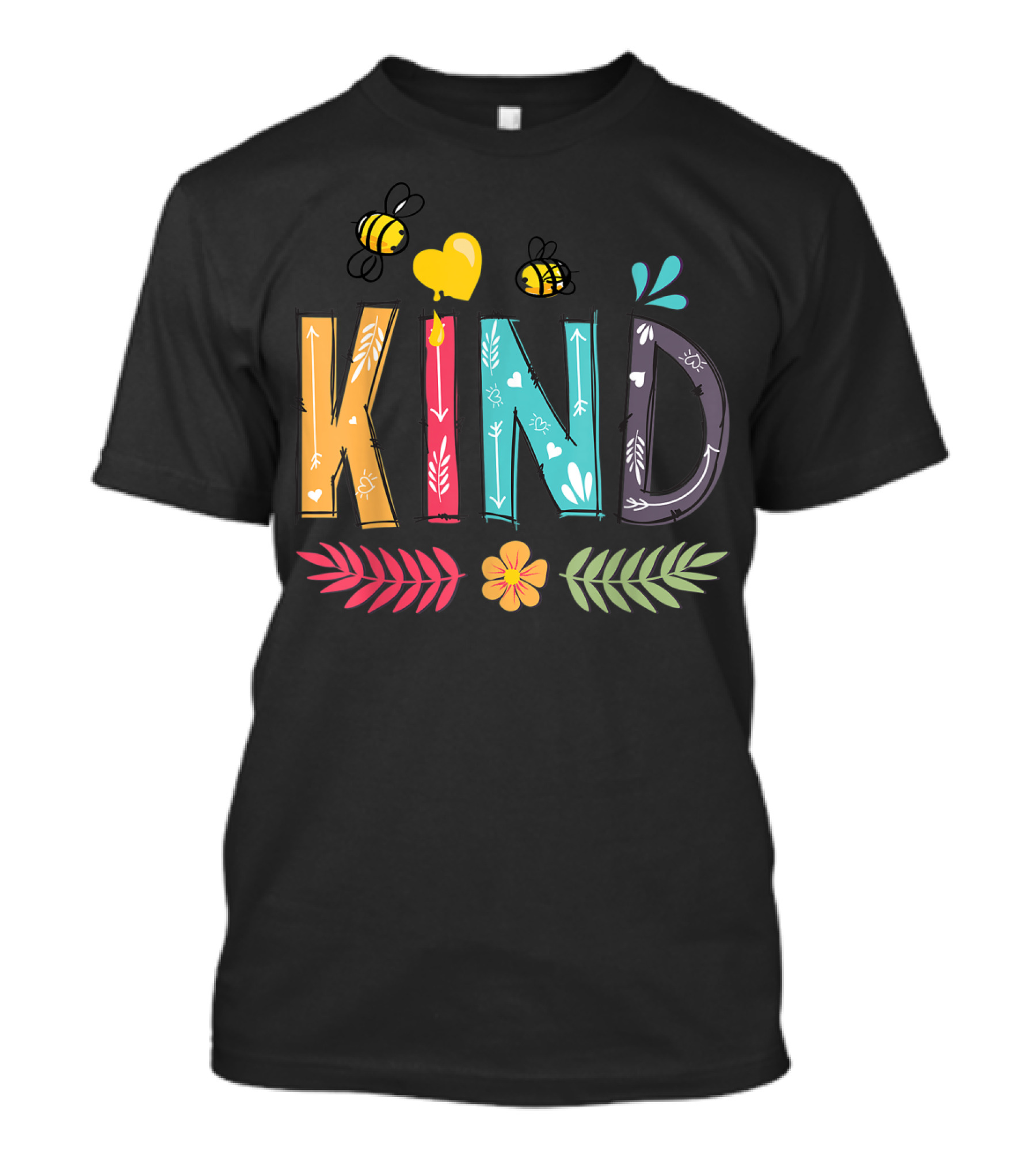 Kind Bee Kindness Floral With Heart And Bees T-Shirt