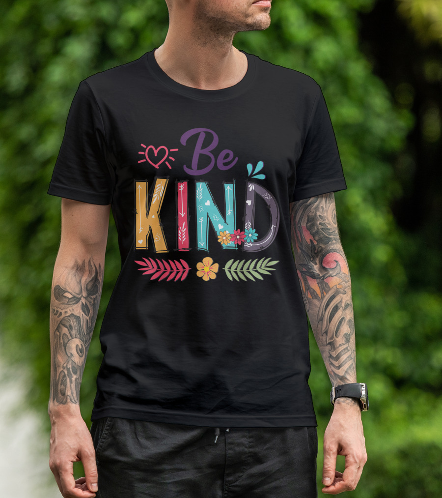 Be Kind Kindness Colorful Floral Heart And Arrow T-Shirt