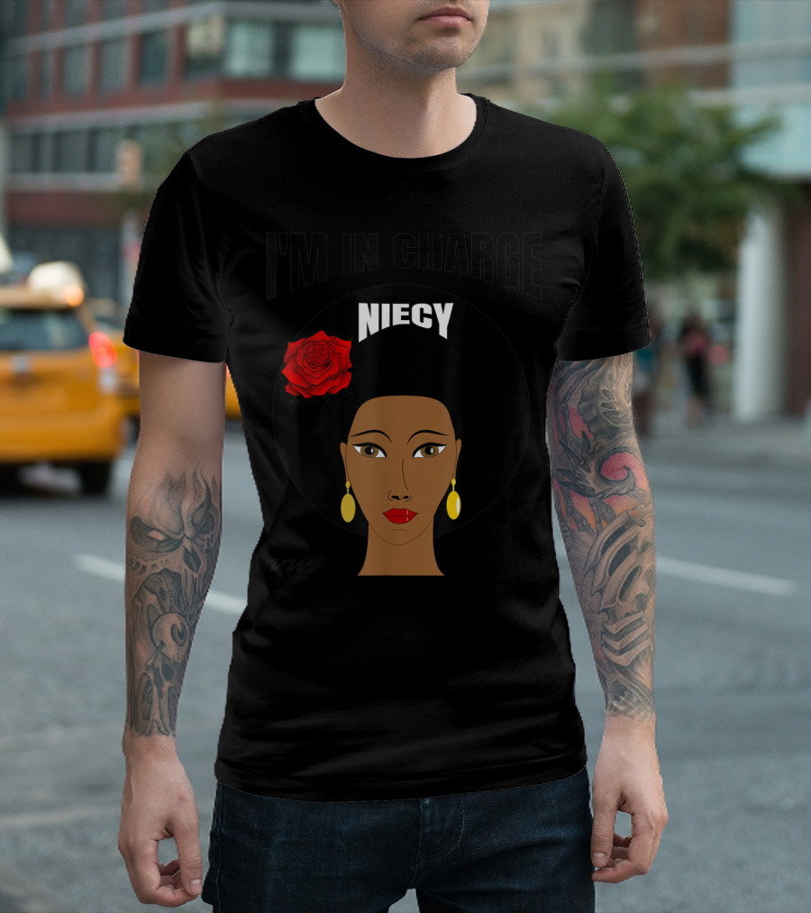I'M IN CHARGE NIECY TWP Red Rose Afro T-Shirt