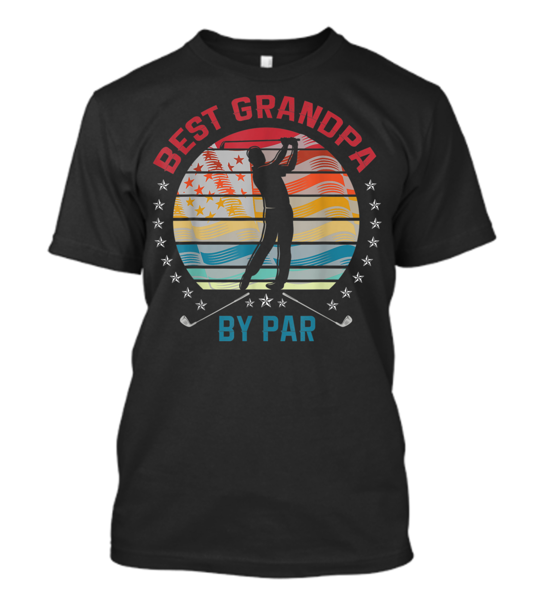 Best Grandpa By Par Golf Silhouette With American Flag T-Shirt