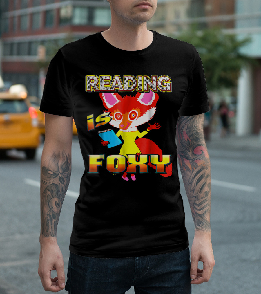 Reading Is Foxy Best Reader Fox Holding Book in Stylish Fashion T-Shirt