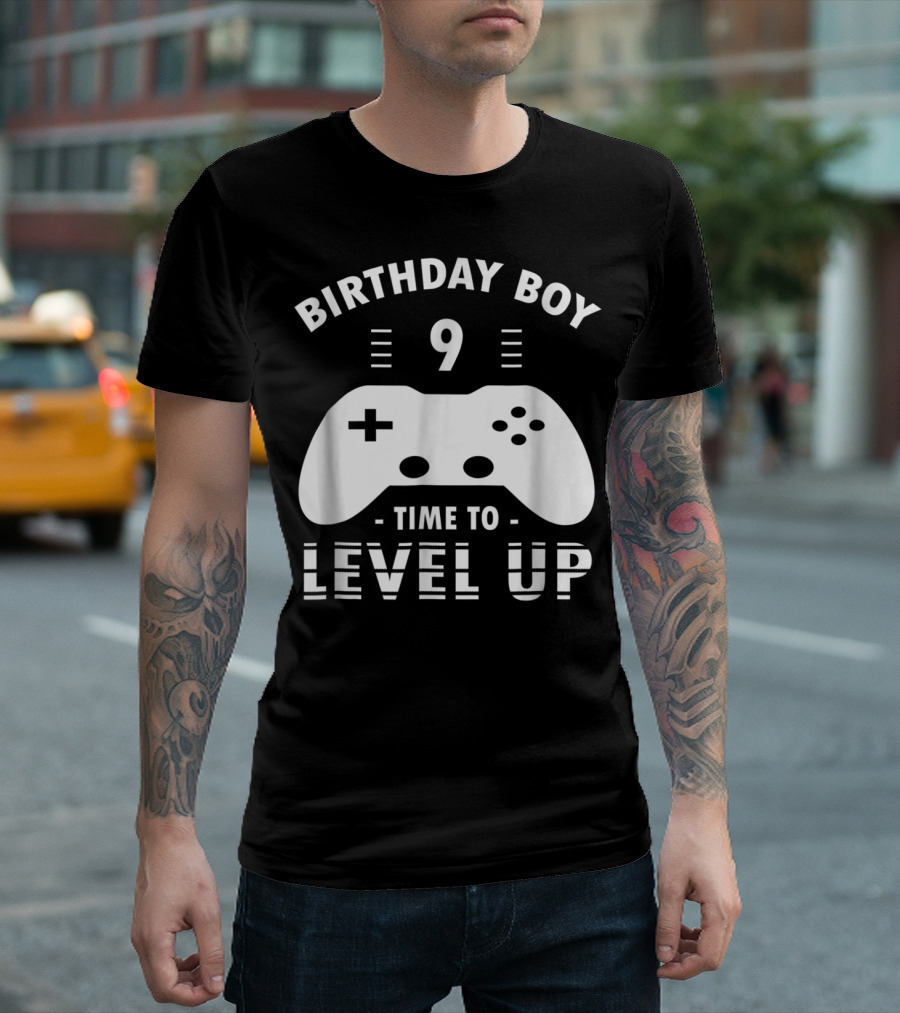 Birthday Boy 9 Gaming Controller Time to Level Up 9th Bday T-Shirt