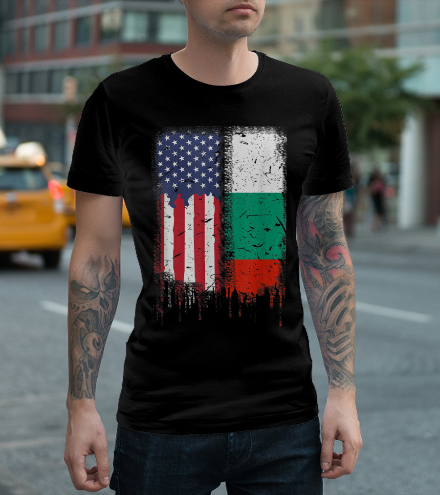 Bulgaria Flag Bulgarian American Patriot Dual Flag T-Shirt