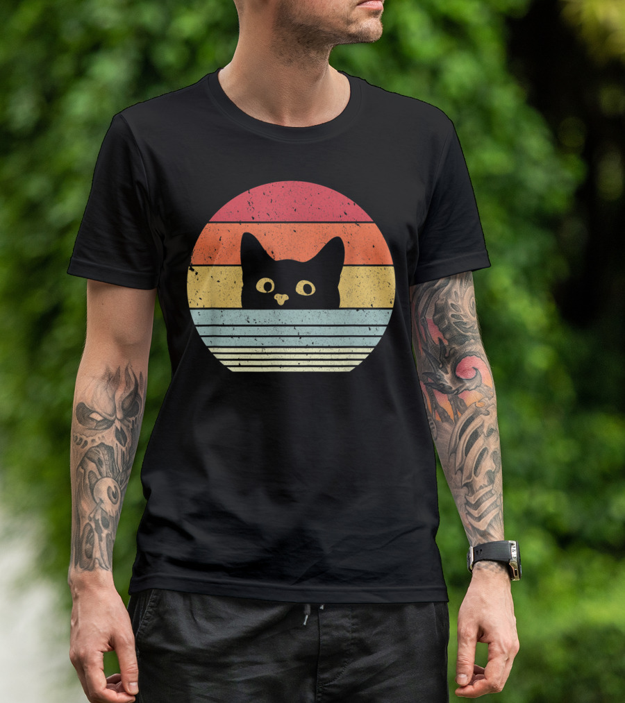 Ca Style Retro Sunset Cat Vintage Aesthetic T-Shirt