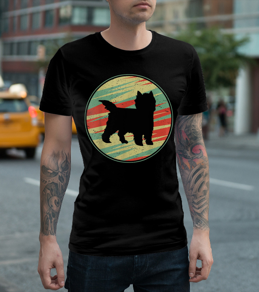 Cairn Terrier Silhouette Retro Circle T-Shirt