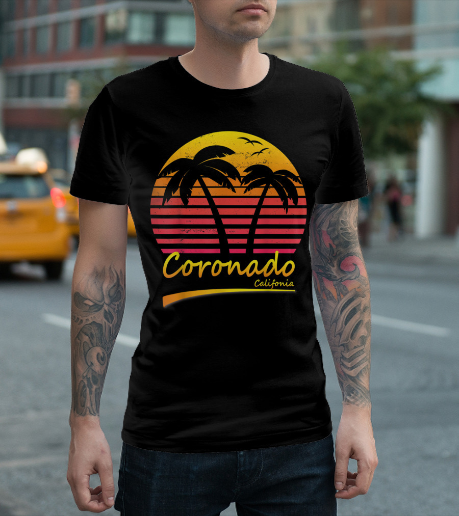 Coronado California Vintage Sunset Palm Trees T-Shirt