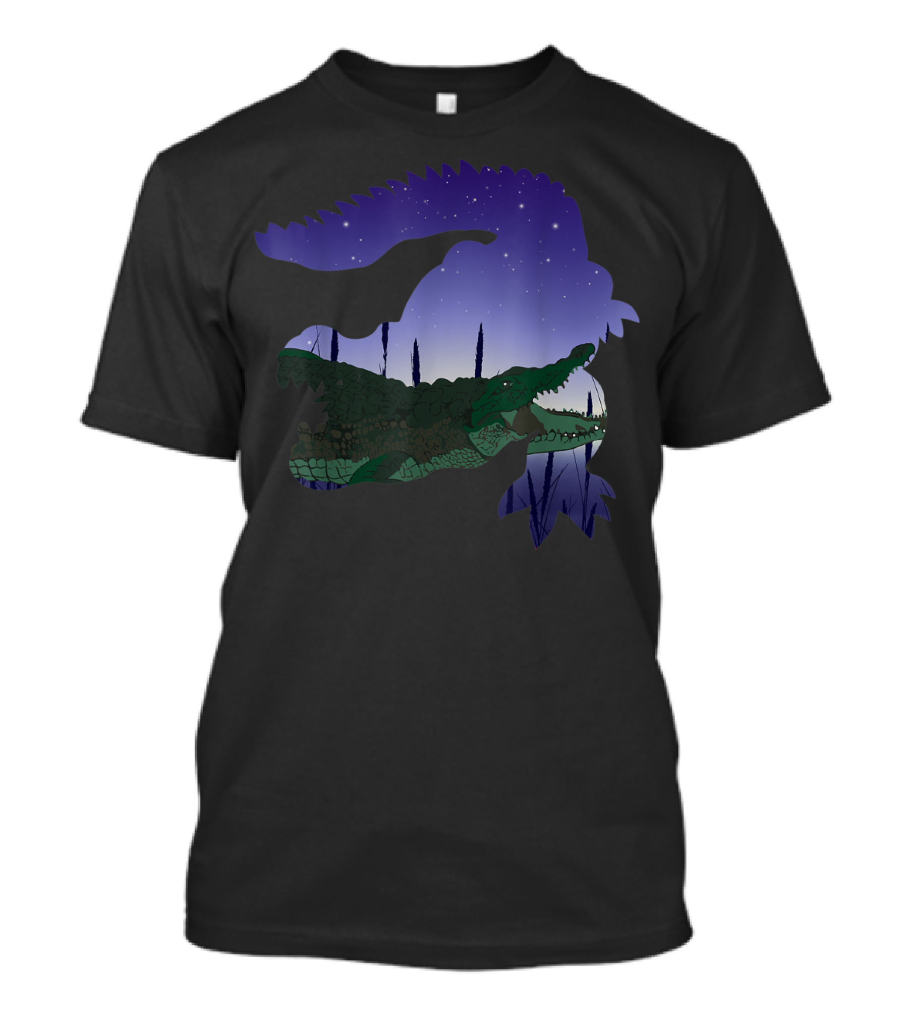 Crocodile Alligator Africa Reptile Night Sky T-Shirt