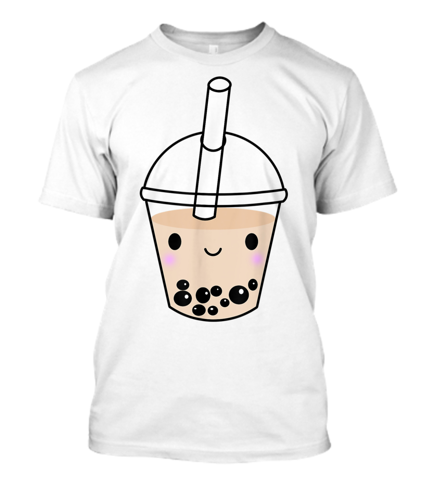 Kawaii Smiling Boba Milk Tea Drink With Bubbles T-Shirt