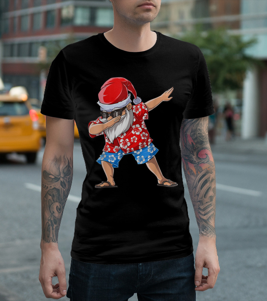 Dabbing Santa Christmas In July Kids Hawaiian Shirt Holiday Fun T-Shirt