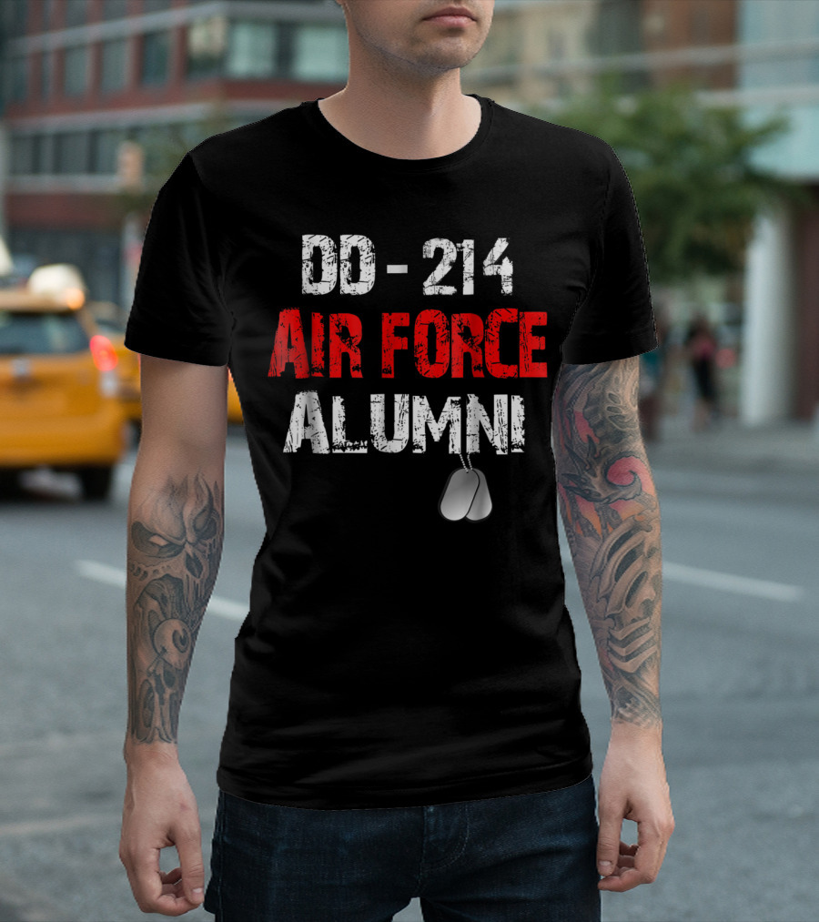 DD-214 Air Force Alumni Distressed Dog Tags T-Shirt