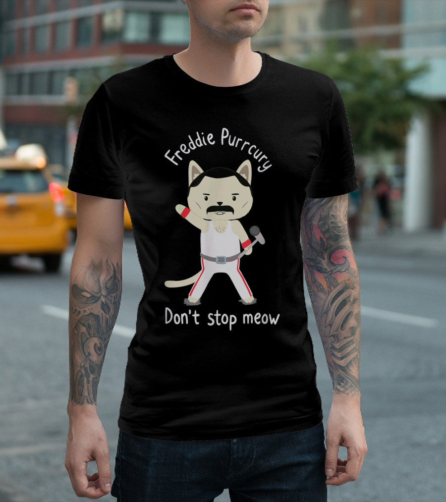 Freddie Purrcury Don't Stop Meow T-Shirt