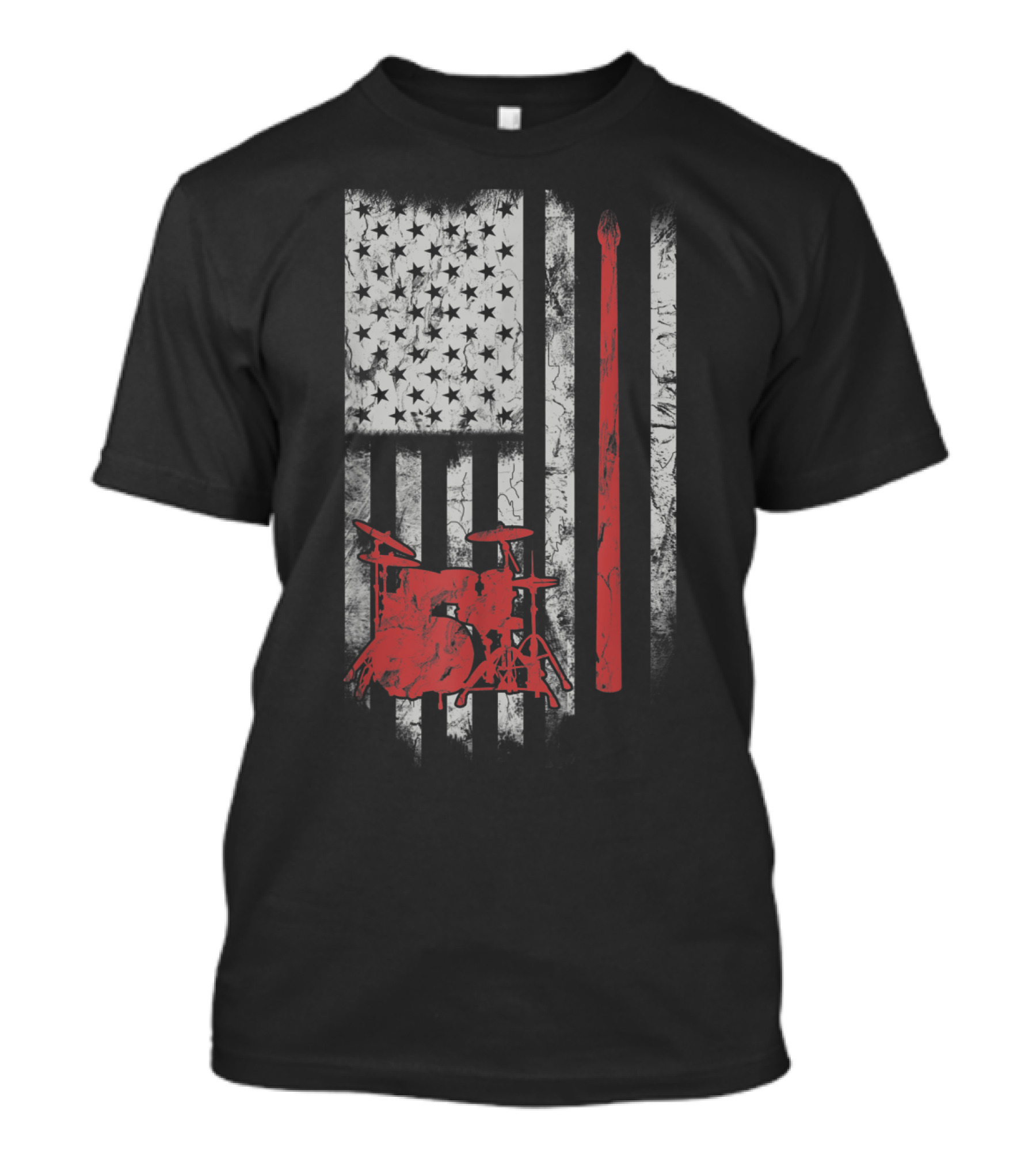 Drum Kit American Flag Drumstick 4th Of July T-Shirt