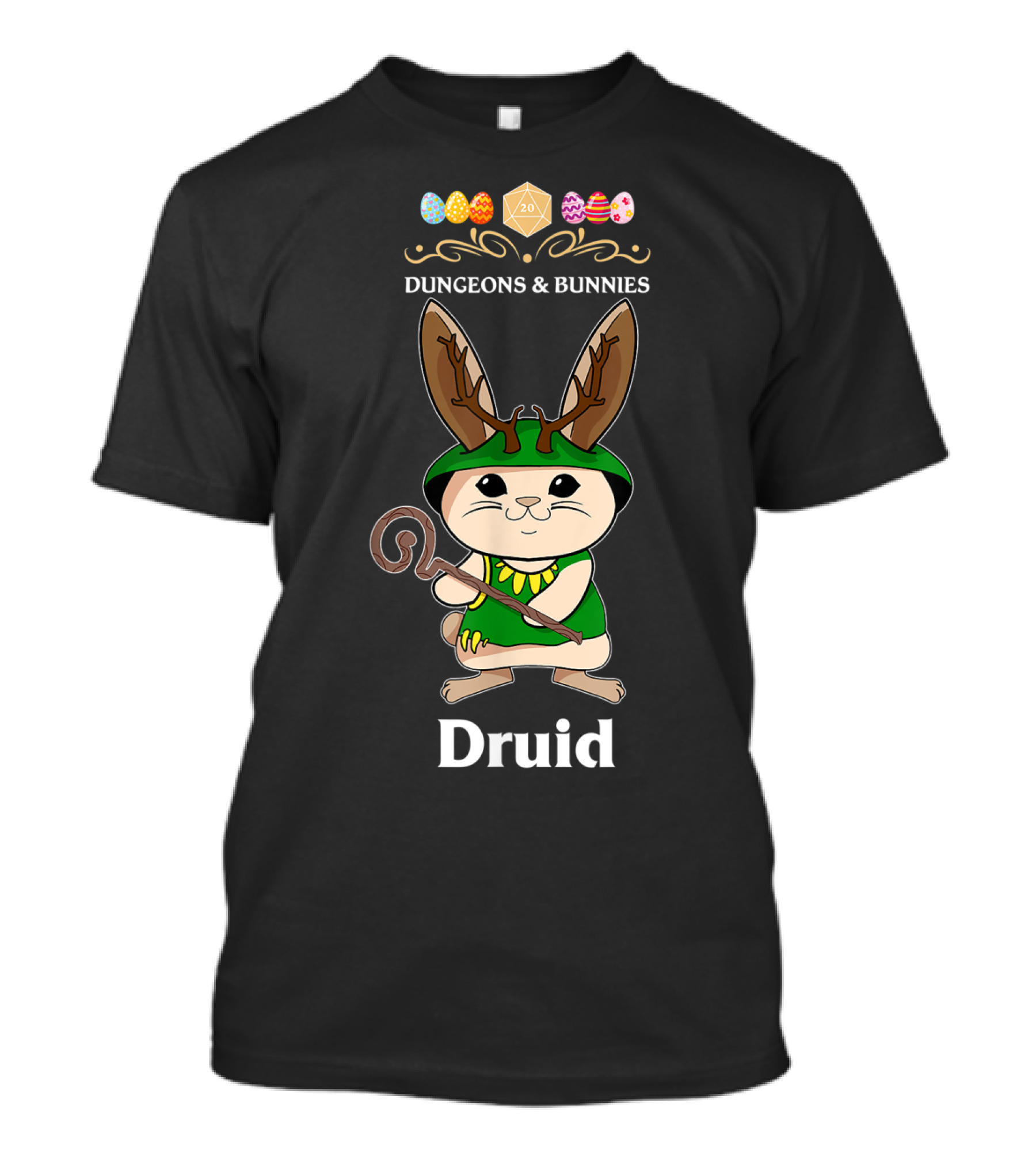 Dungeons And Bunnies Druid Easter Gamers X20 Dice Eggs T-Shirt