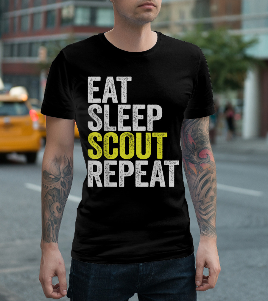 Eat Sleep Scout Repeat Scouting Routine Motivation T-Shirt