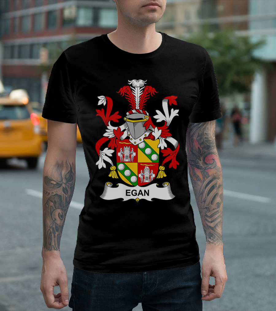 Egan Family Coat of Arms Crest Shield and Helmet T-Shirt