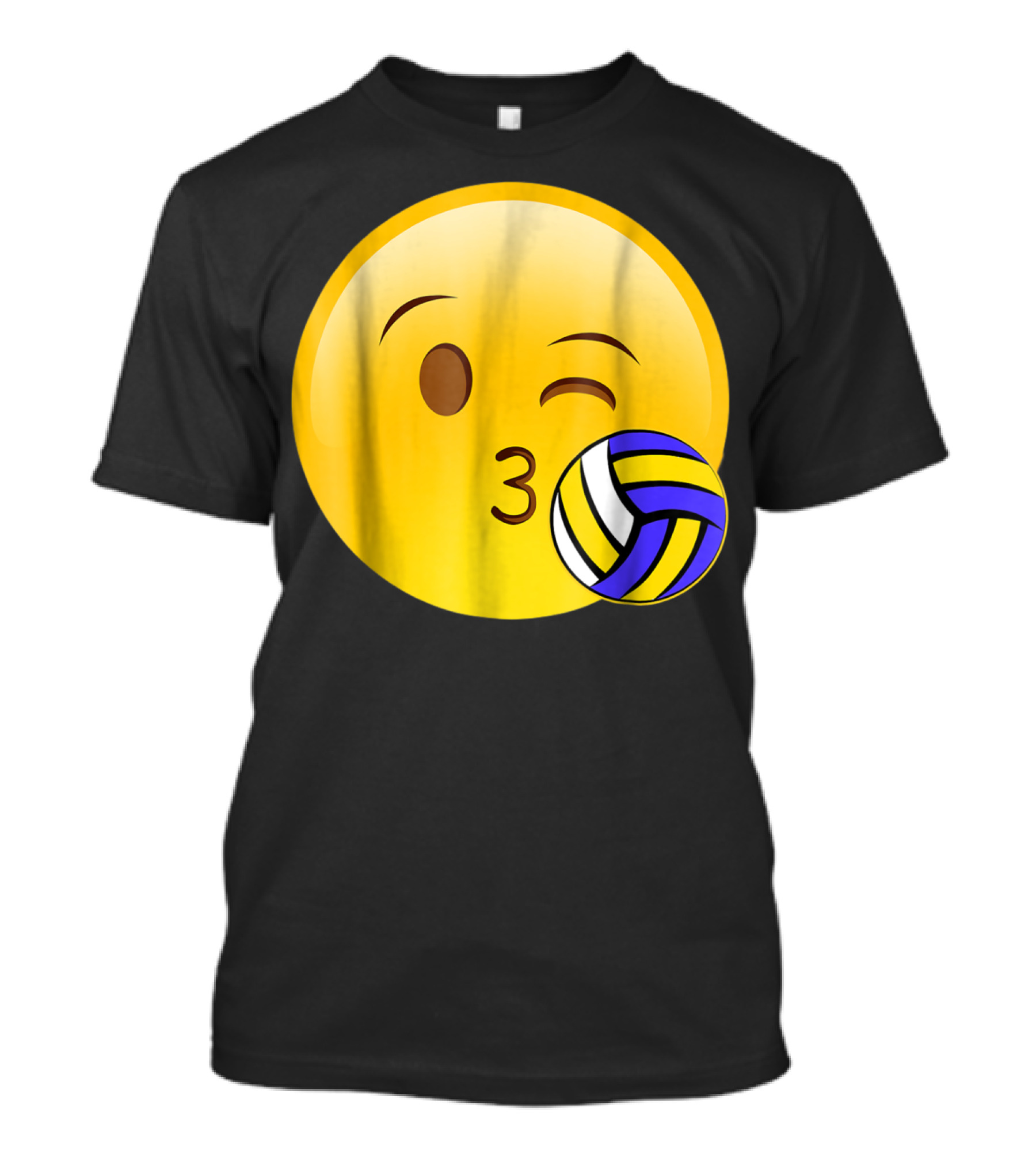 Kissing Emoji Winking Volleyball Cute Funny Sport T-Shirt
