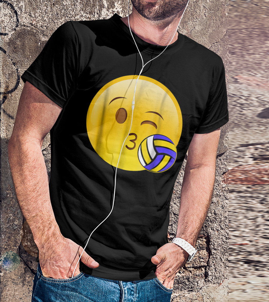 Kissing Emoji Winking Volleyball Cute Funny Sport T-Shirt