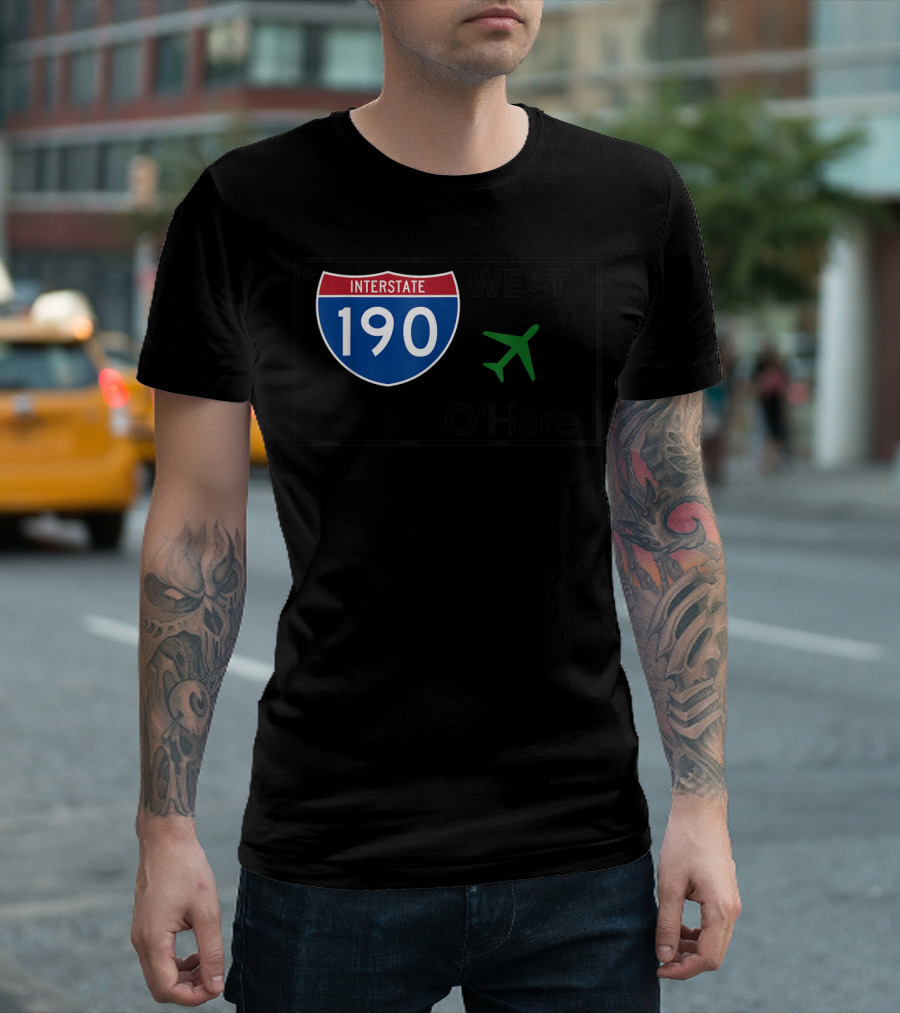 Interstate 190 West O'Hare Airport Taxiway Pilot T-Shirt