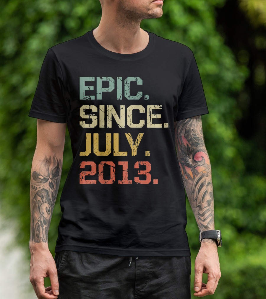 Epic Since July 2013 6 Years Old Retro Birthdate T-Shirt