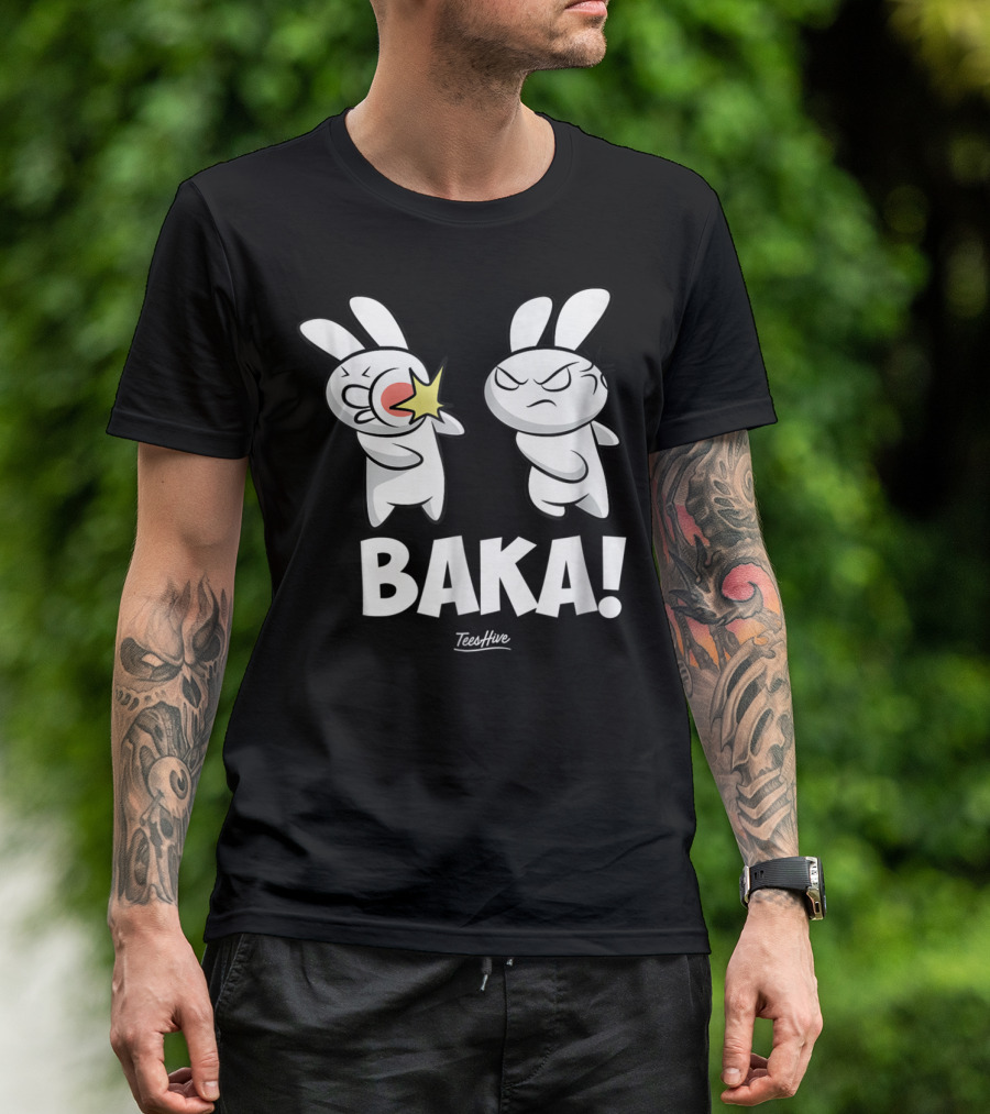 Baka Rabbit Anime Japanese Funny TeesHive Baka T-Shirt