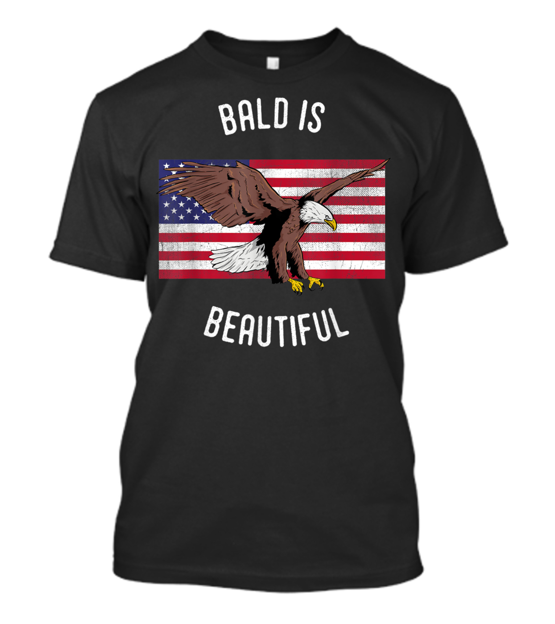 Bald Is Beautiful USA Bald Eagle American Flag T-Shirt