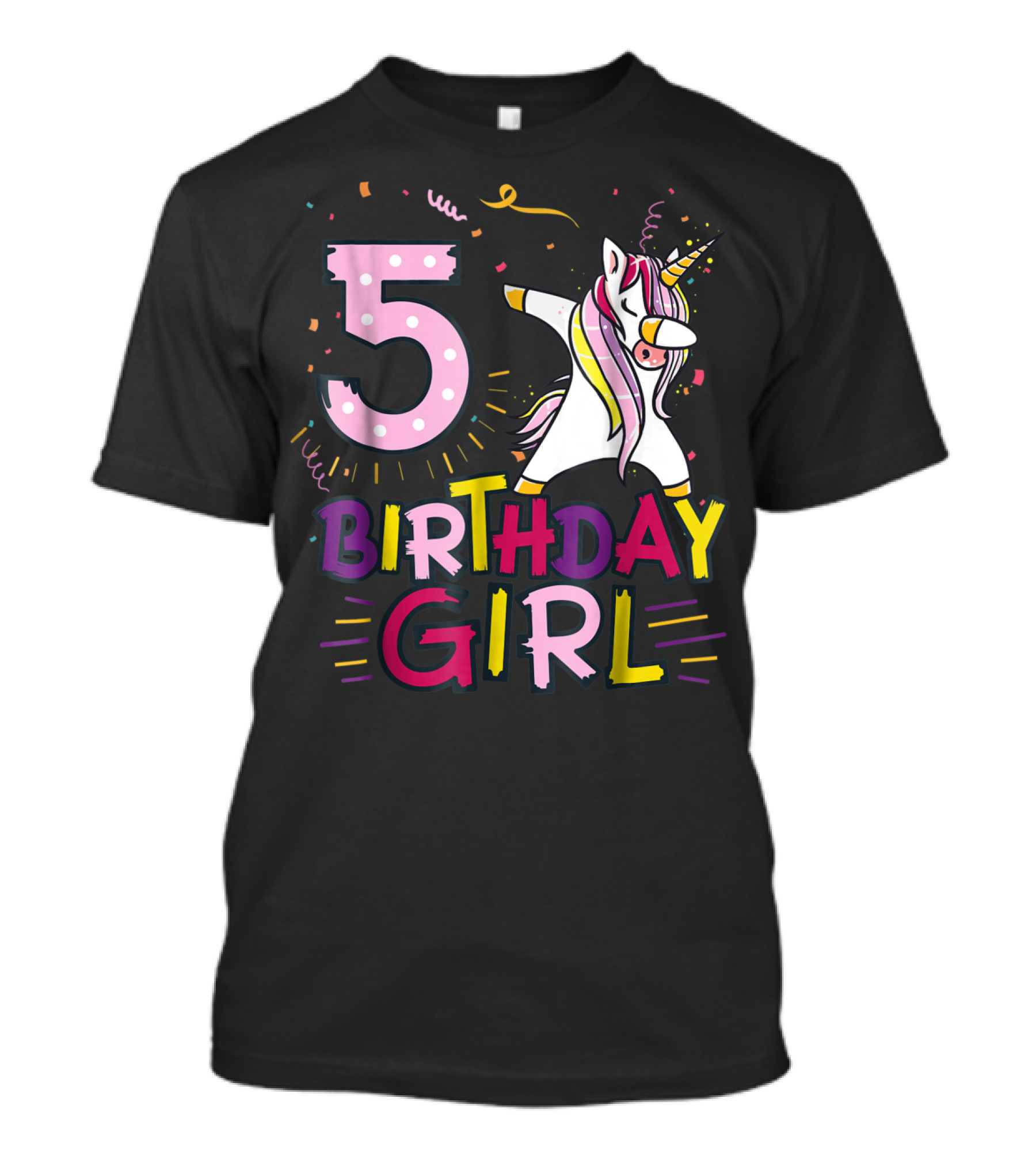 Birthday Girl Unicorn Dabbing 5 Year Old T-Shirt