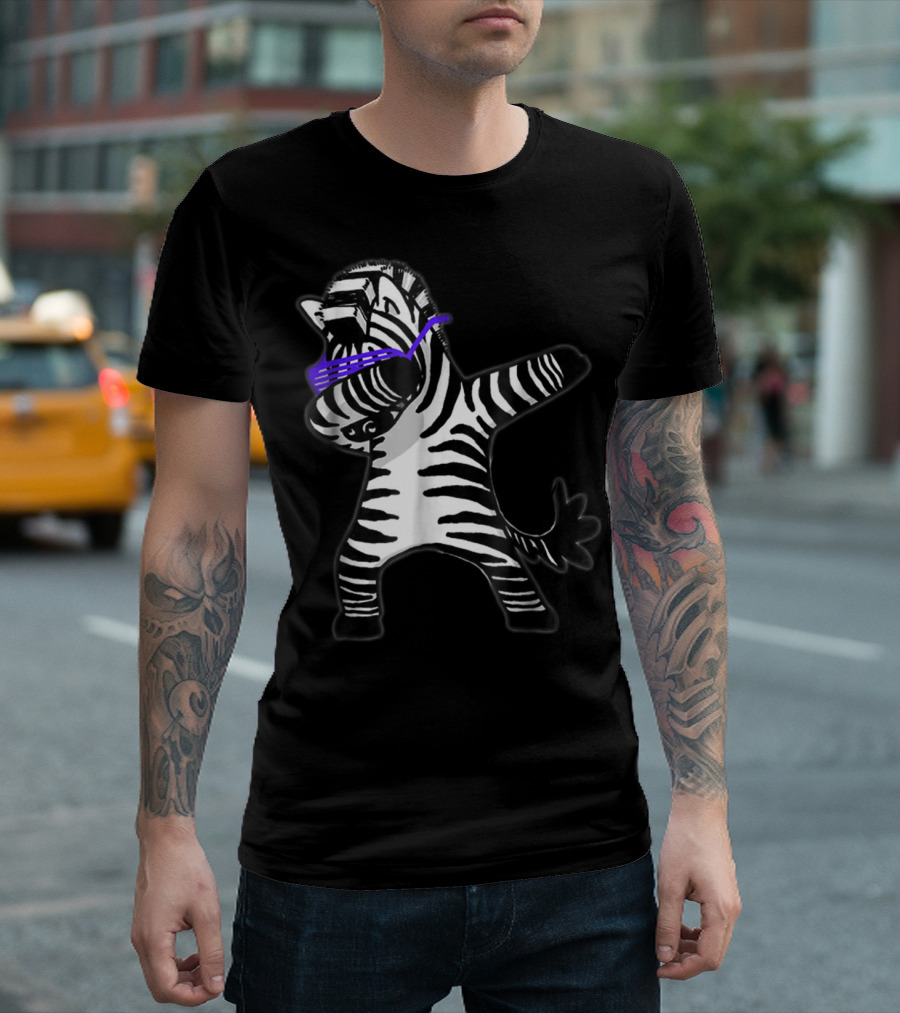 Funny Dabbing Zebra Wearing Cool Glasses T-Shirt