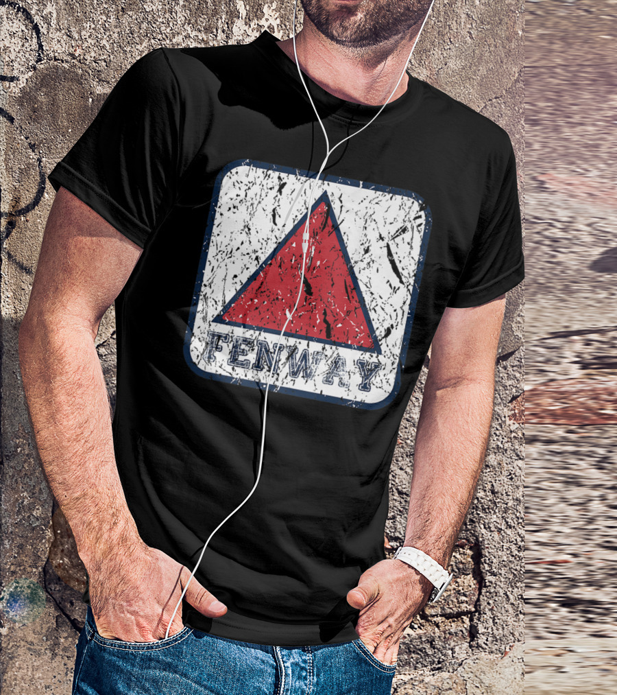 Fenway Red Triangle Distressed Sign Boston Baseball Fan T-Shirt