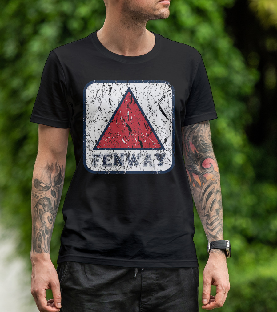 Fenway Red Triangle Distressed Sign Boston Baseball Fan T-Shirt