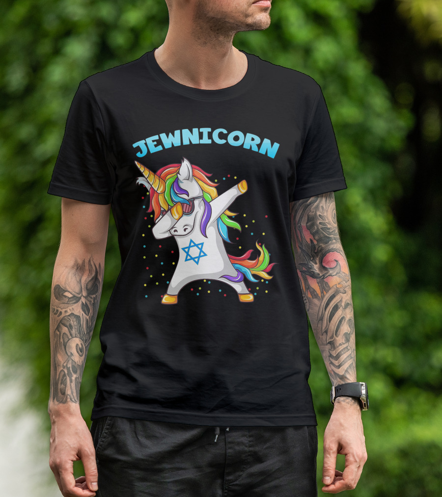 Jewnicorn Hanukkah Dabbing Unicorn With Star Of David T-Shirt