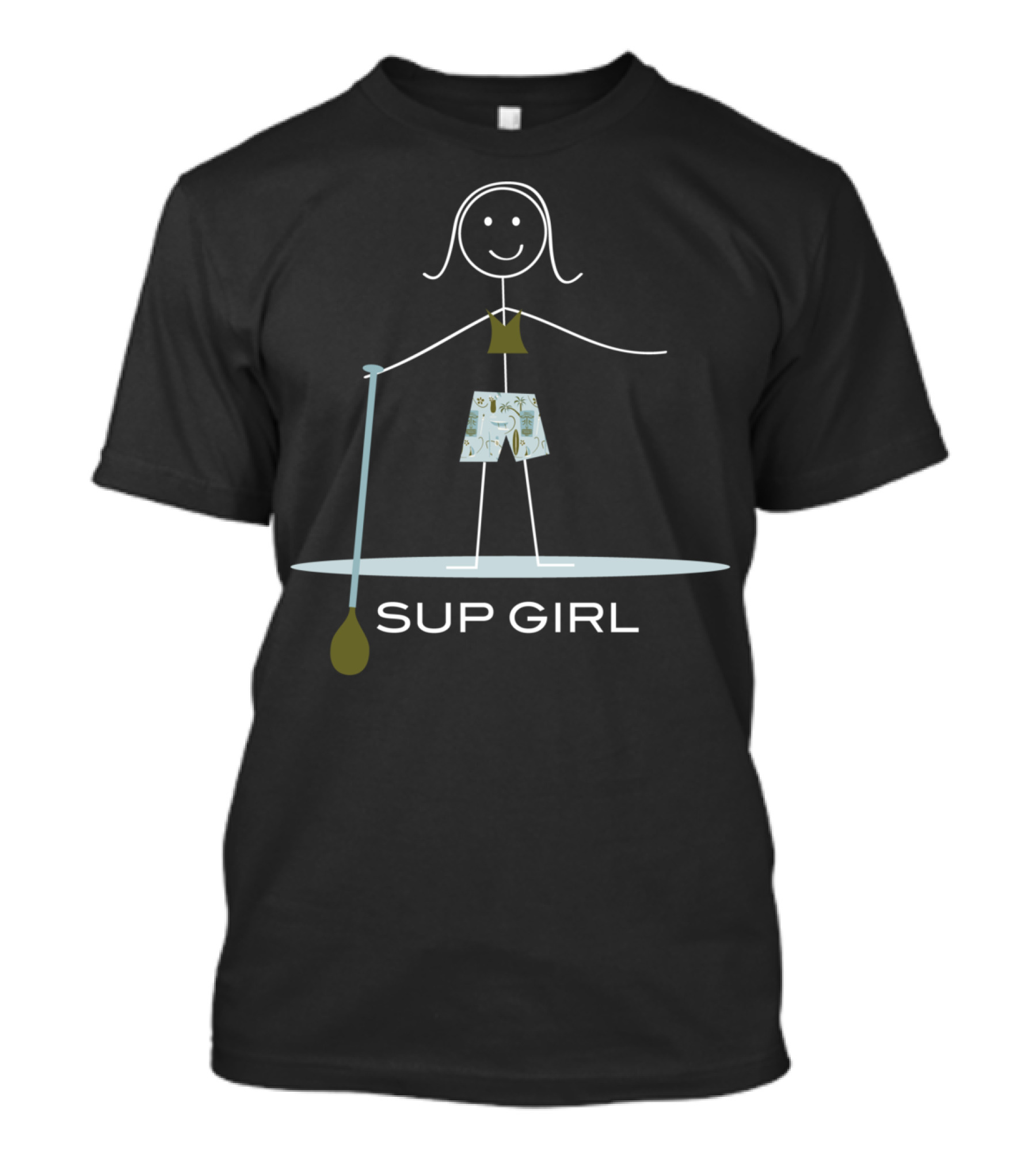 SUP Girl Stick Figure Paddleboard Fun T-Shirt