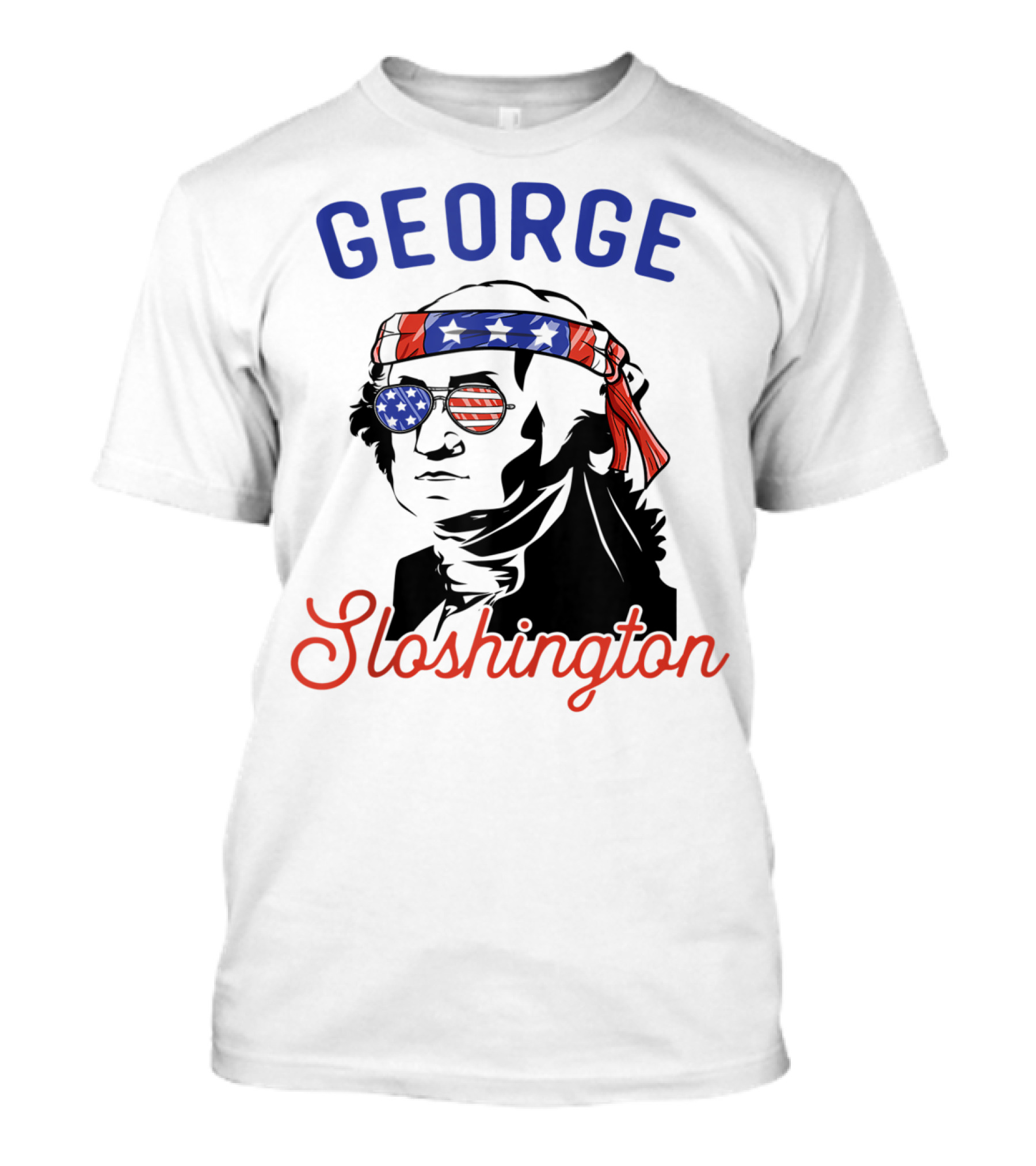 George Sloshington Funny Independence Day American Flag Bandana And Sunglasses T-Shirt