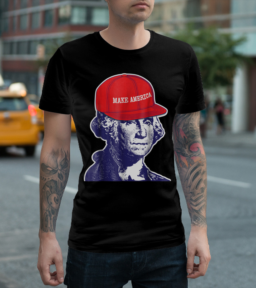 George Washington Wearing Make America Red Cap T-Shirt