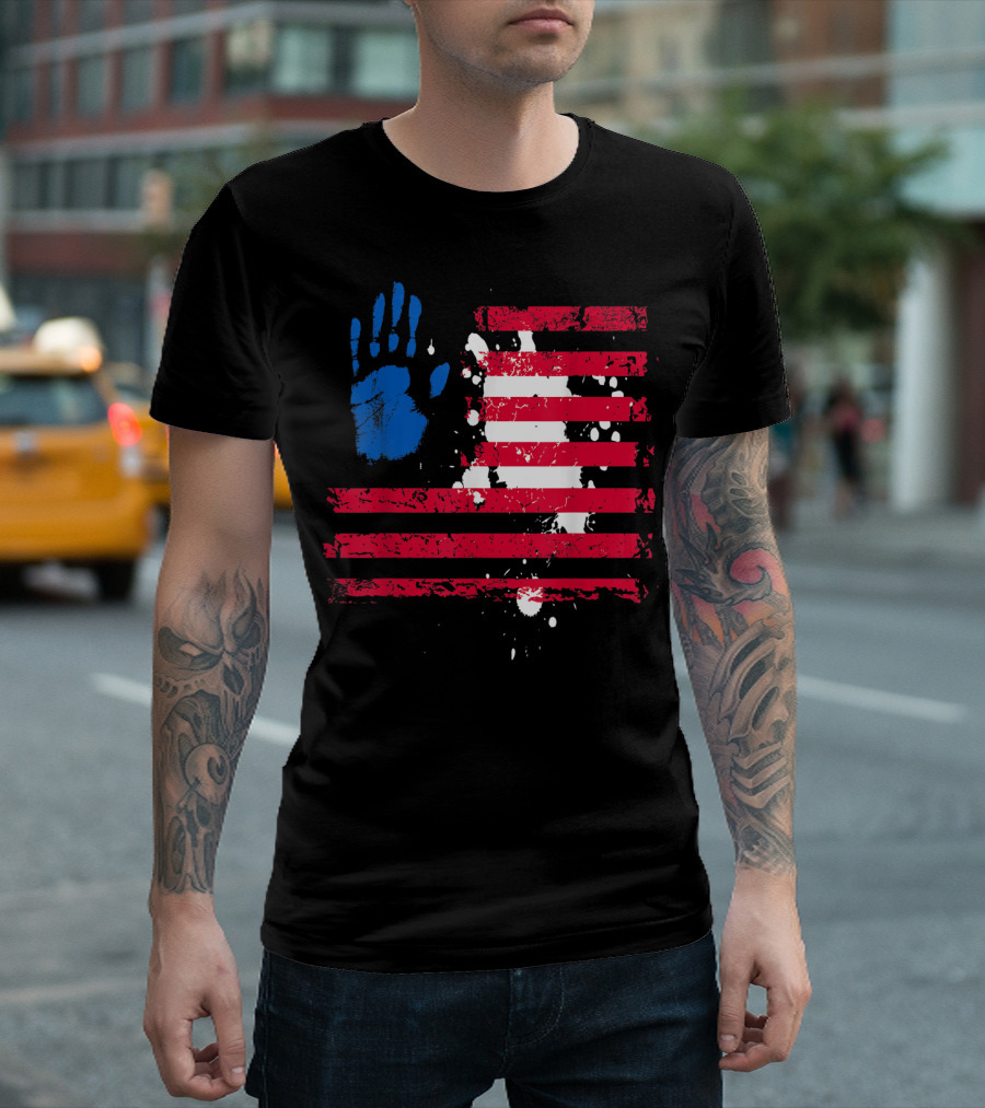 Hand Print American Flag Inspired 4Th Of July T-Shirt