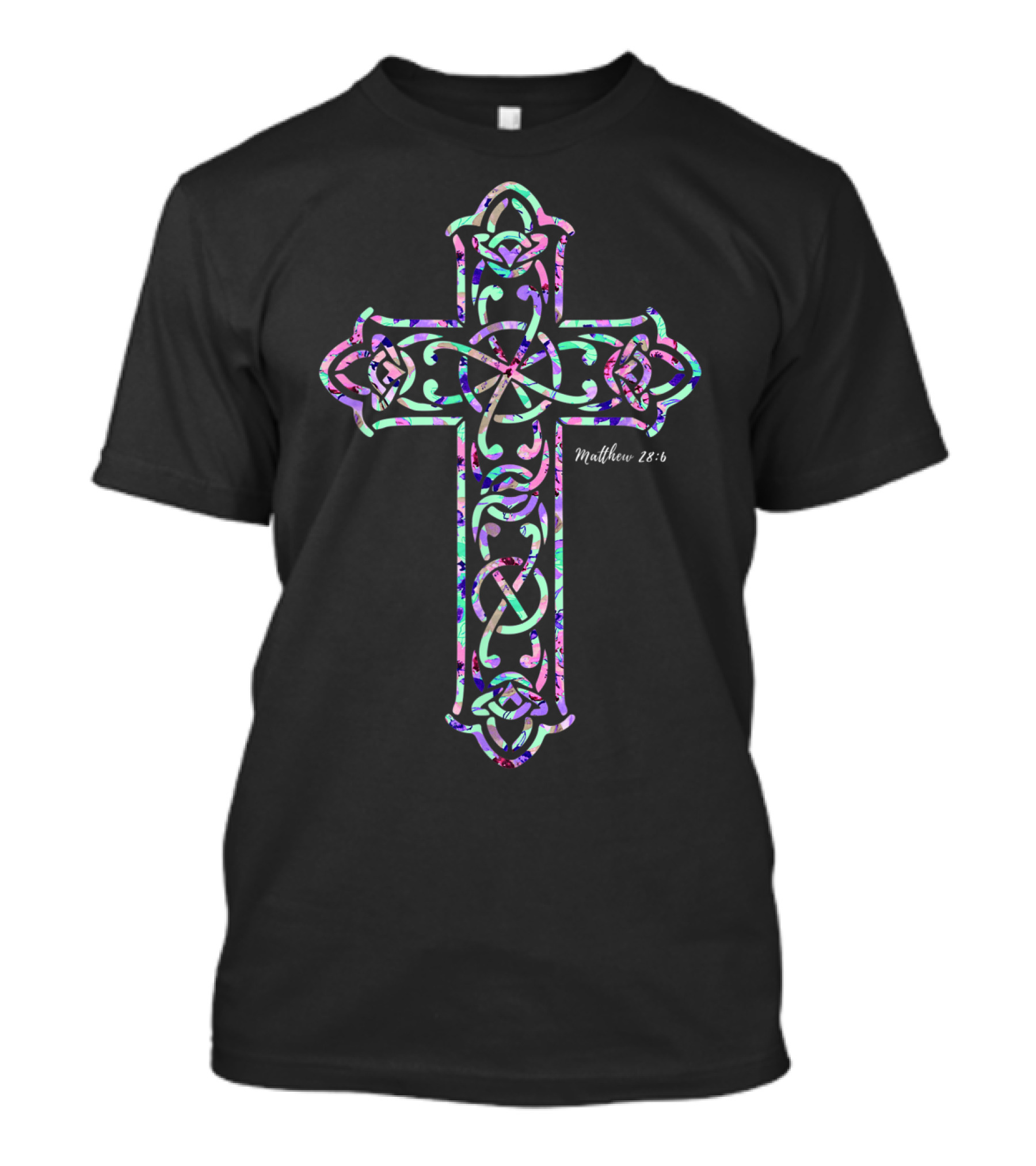 He Is Risen Matthew 28:6 Christian Cross Easter Bible Verse T-Shirt