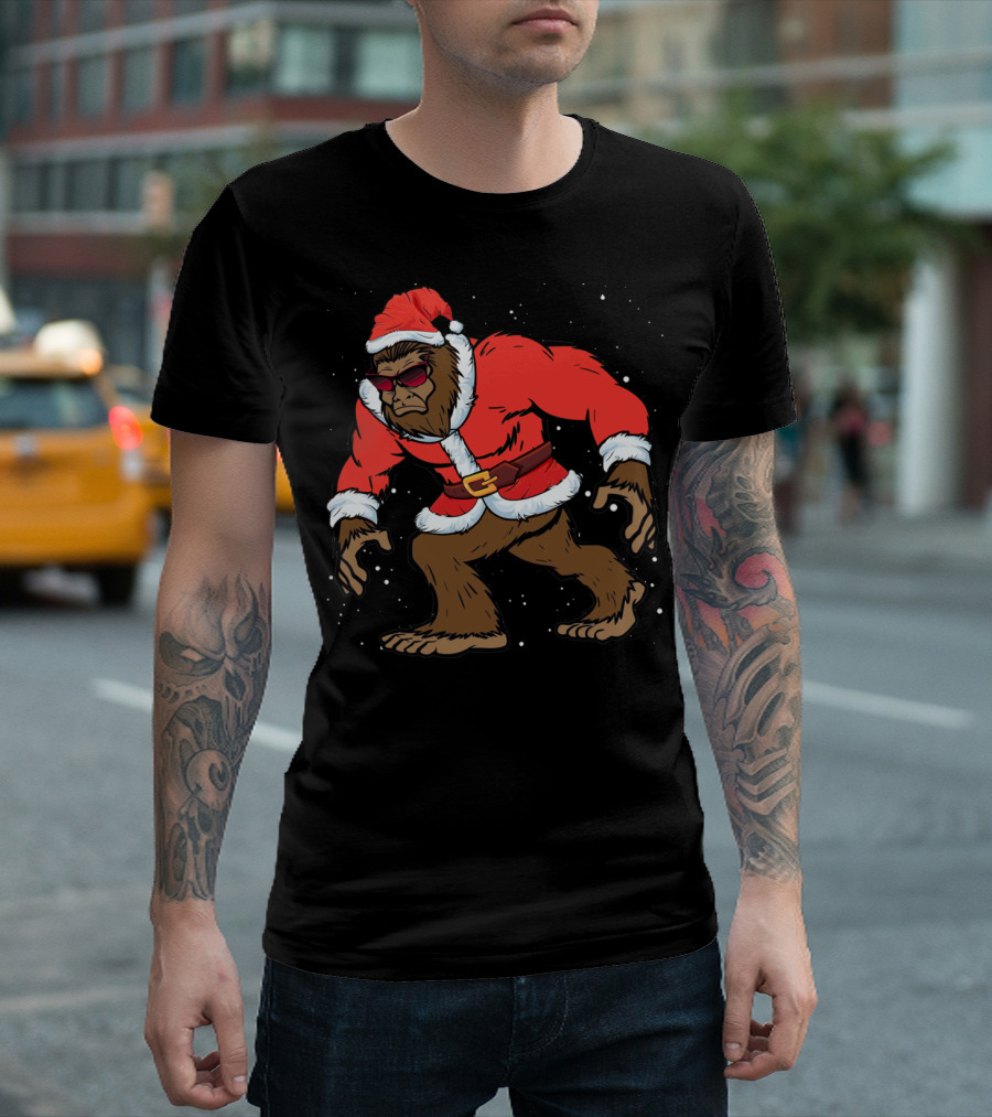 Santa Bigfoot Christmas T-Shirt