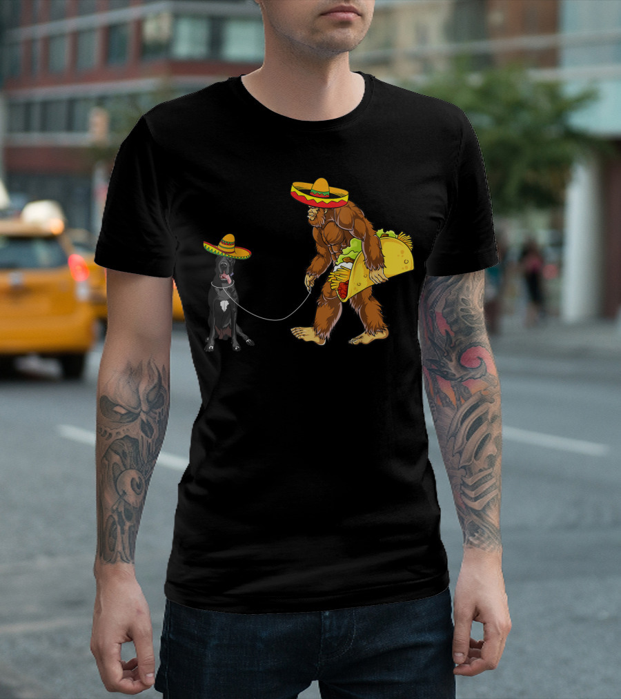 Cinco De Mayo Bigfoot Taco Great Dane Sombrero Fiesta T-Shirt