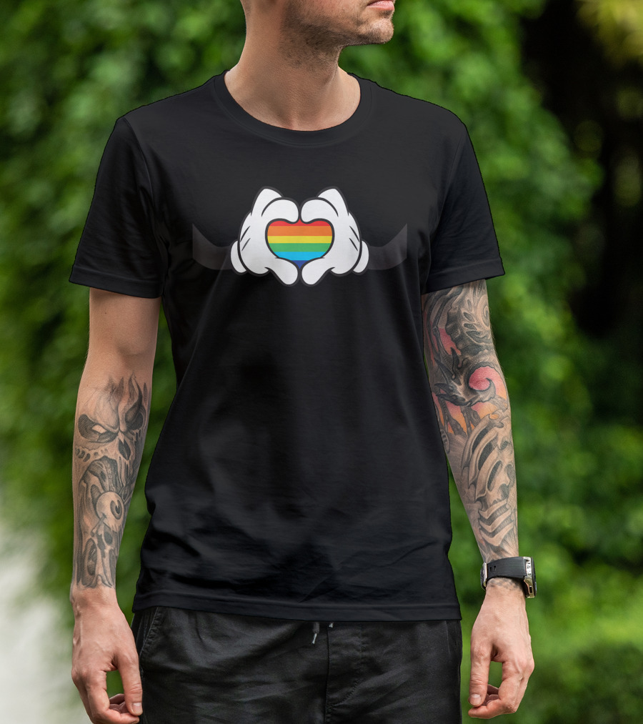 Disney Mickey Mouse Hands Heart Rainbow T-Shirt