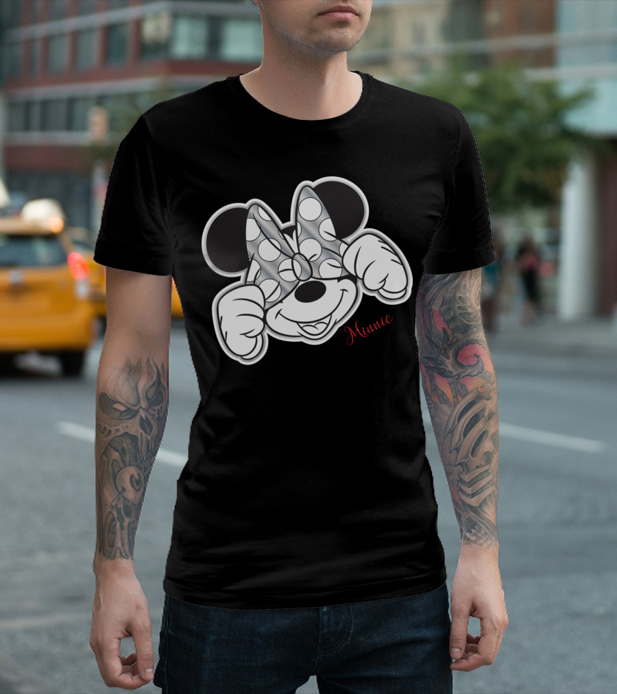 Disney Minnie Mouse Bow Over Eyes Polka Dot T-Shirt