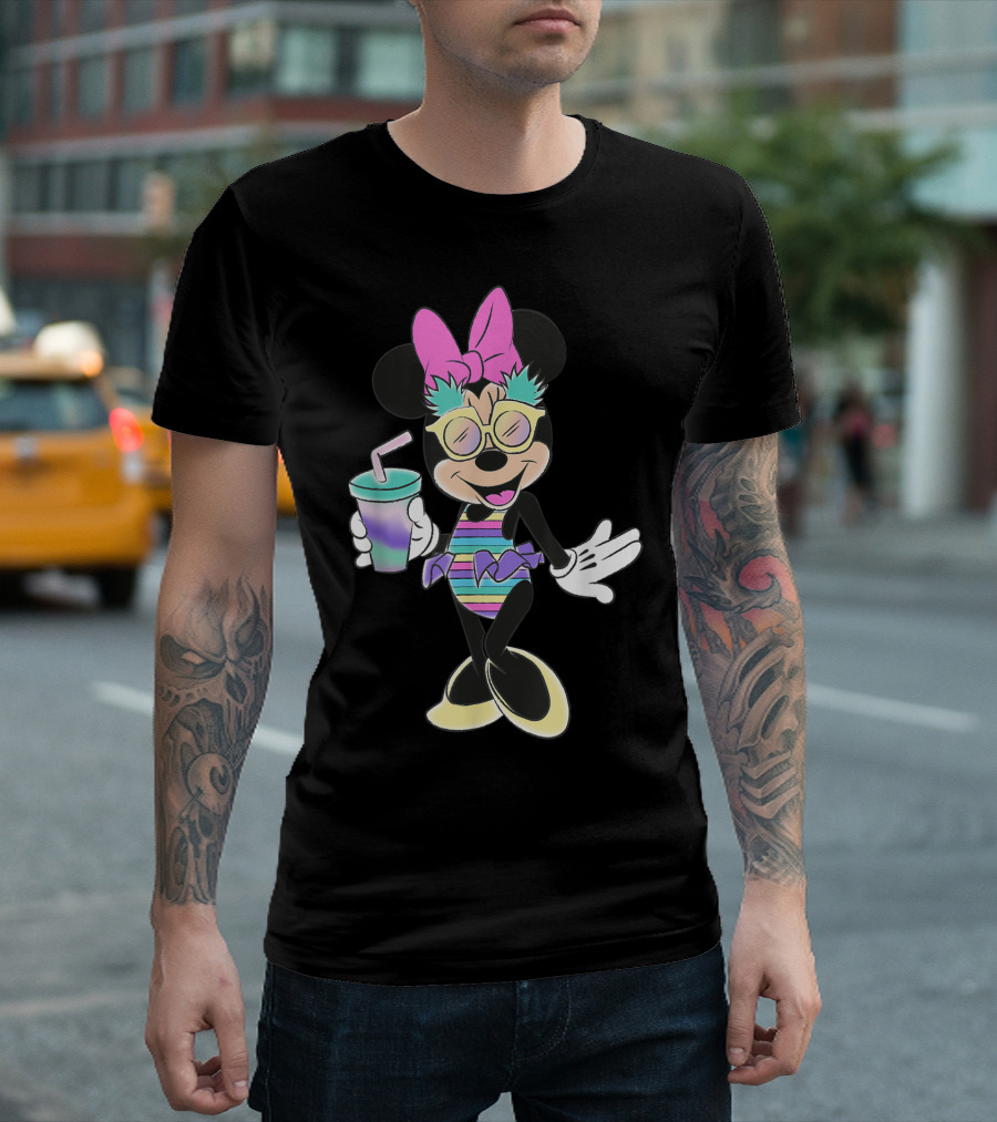 Disney Minnie Mouse Unicorn Stripes Vintage Summer Vibes T-Shirt