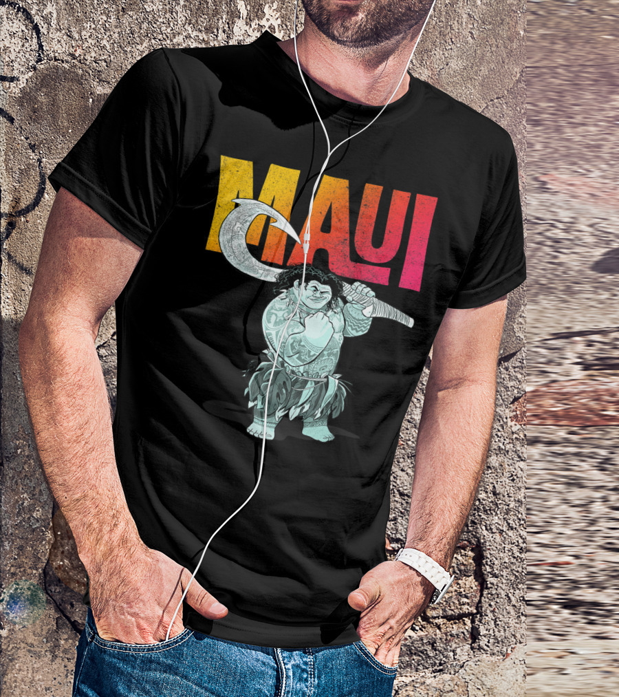 Maui Tough Pose Gradient Text Disney Moana T-Shirt