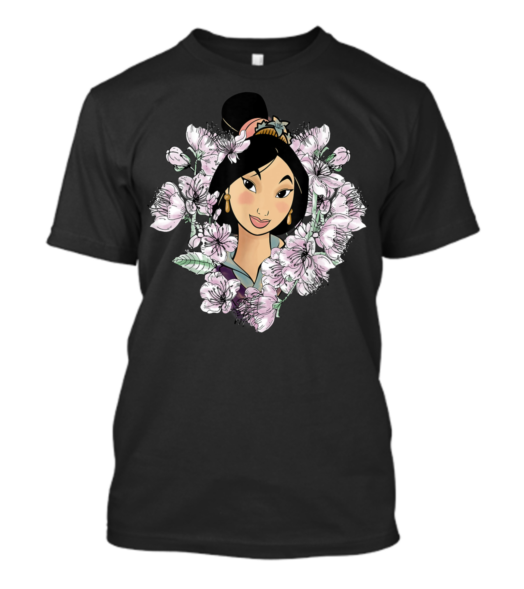 Disney Mulan Floral Portrait Surrounded By Blossoms T-Shirt